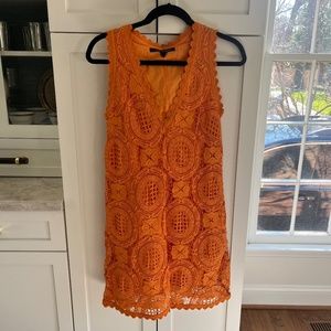 Mandarin Macrame Overlay Dress